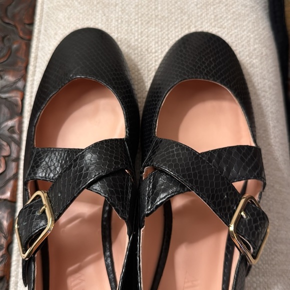 J. Crew Logan Mary Jane ballet flats in black snake-embossed Italian leather - Picture 6 of 10